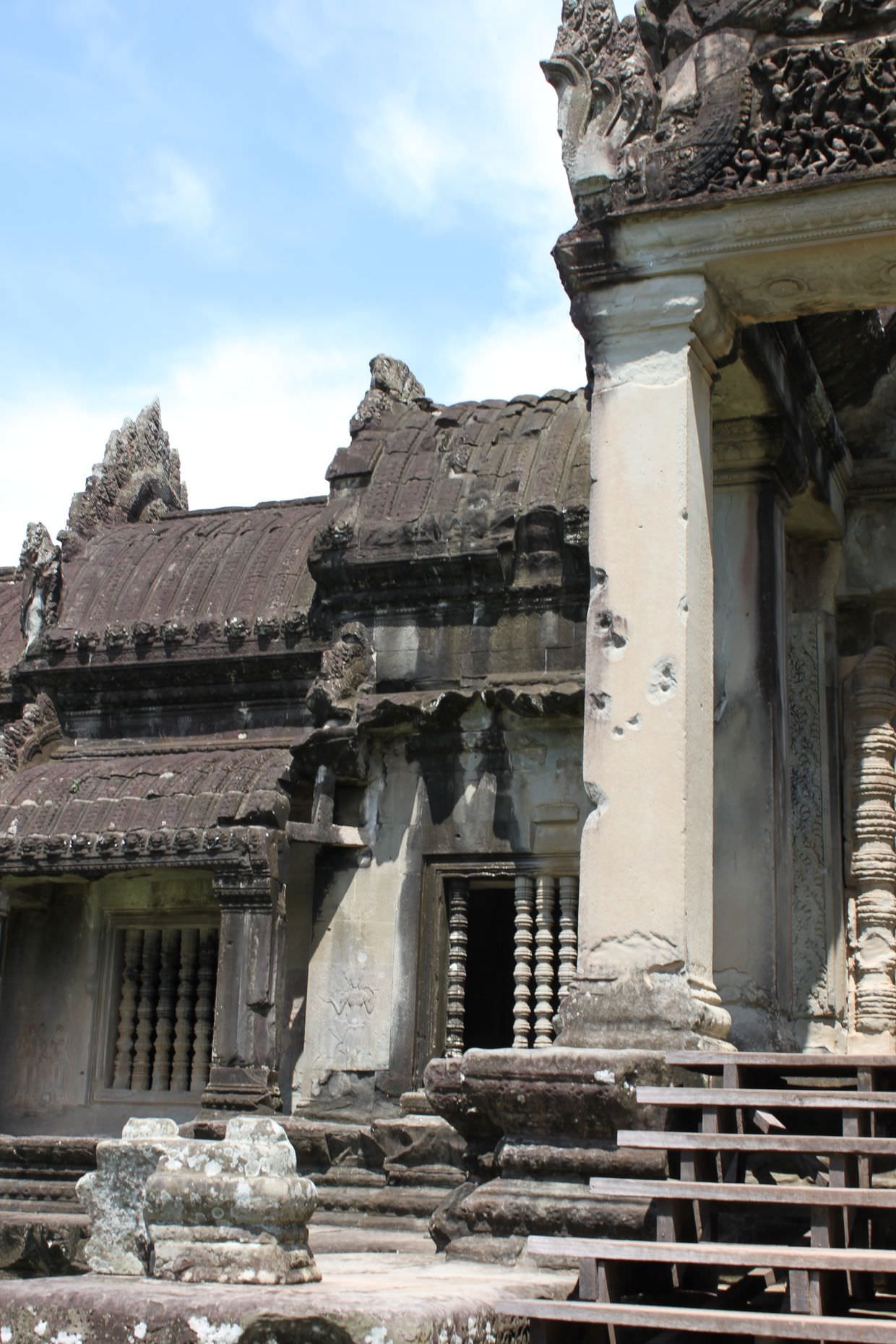 Bullet holes at Angkor Wat