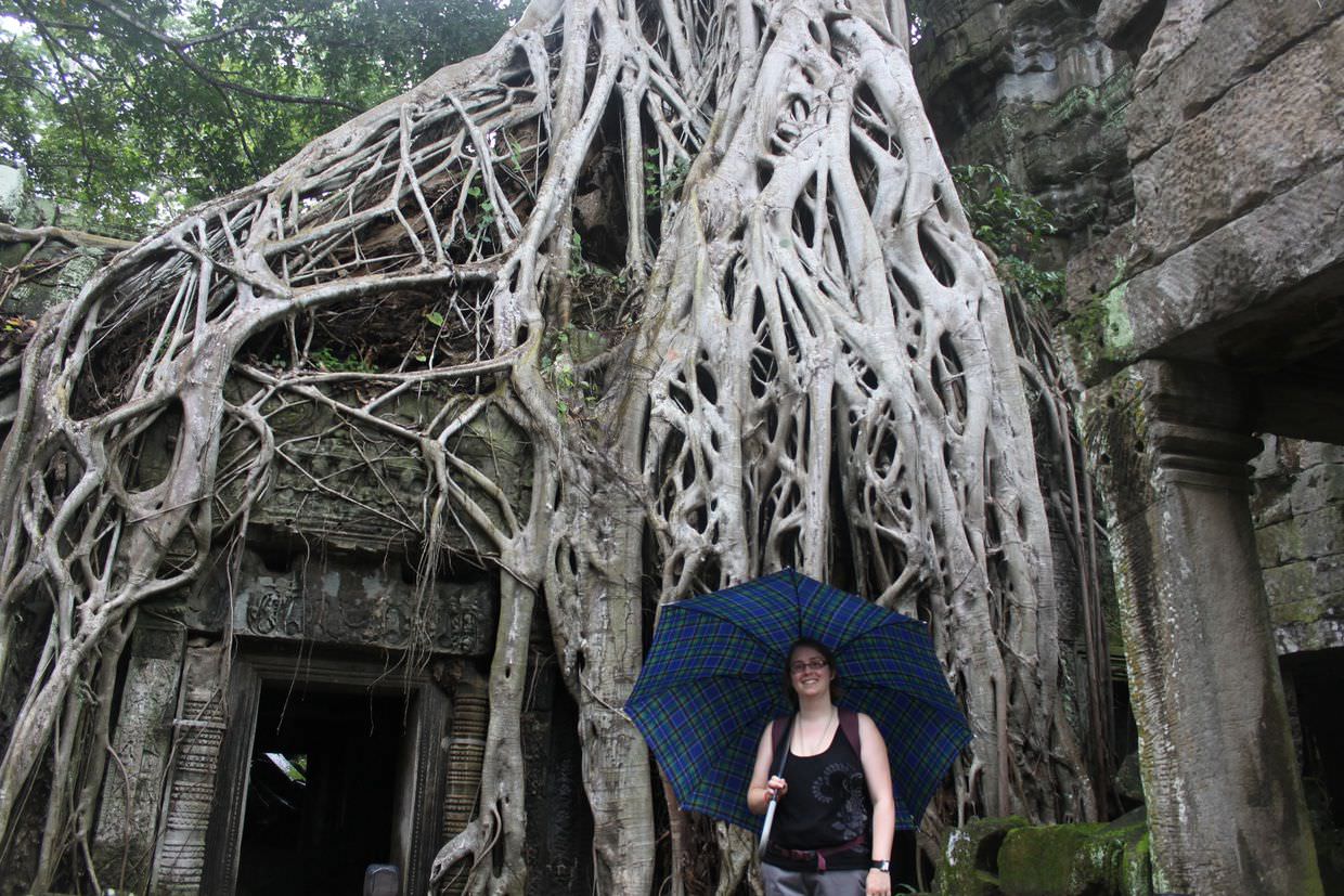 Samantha, umbrella and a spidery trunk