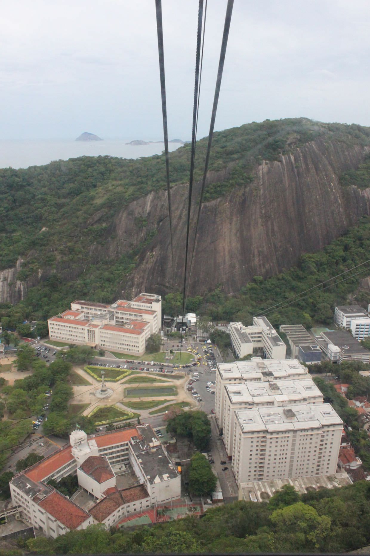 Looking down from the cable cars