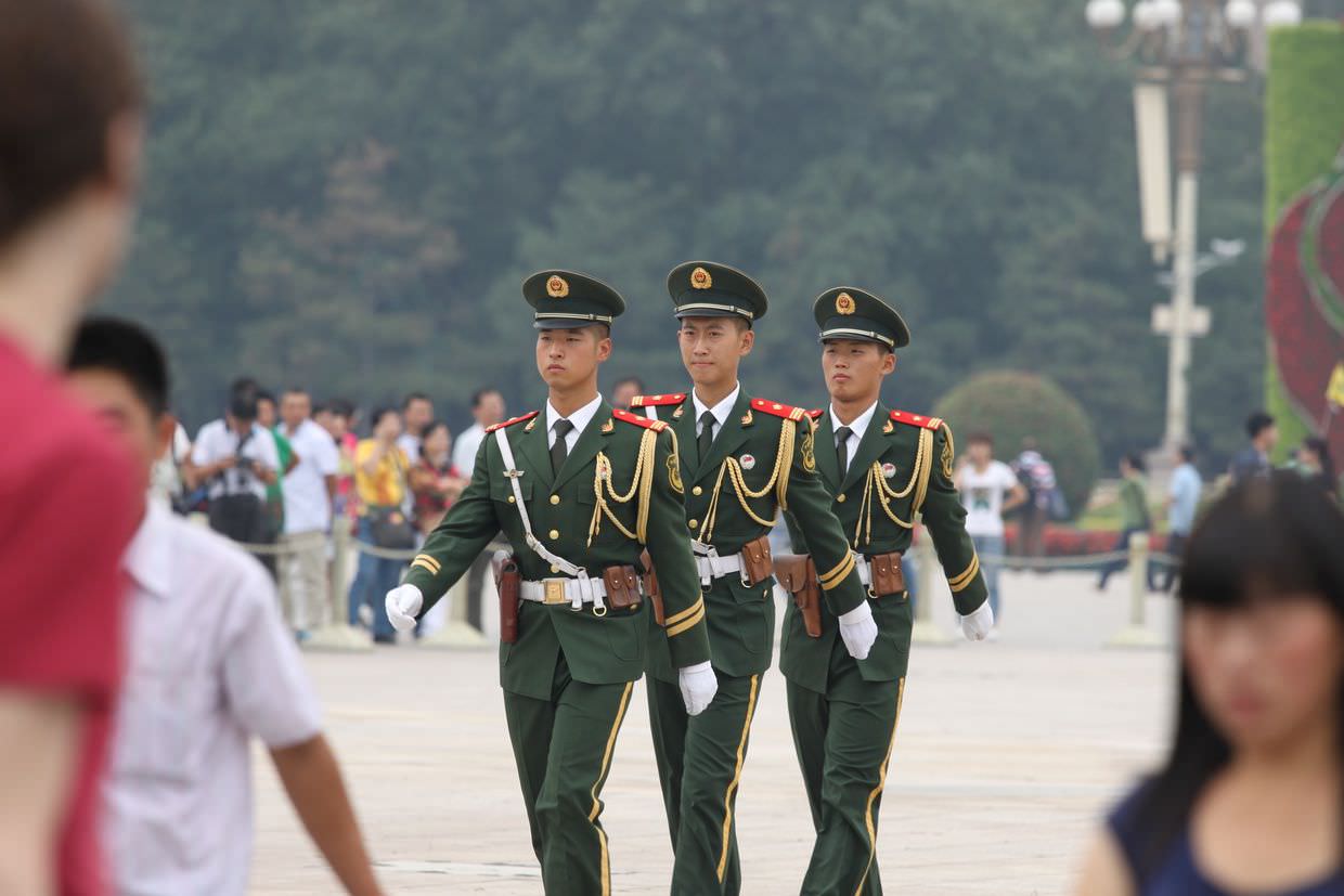 Changing of the guard at Tiananmen square