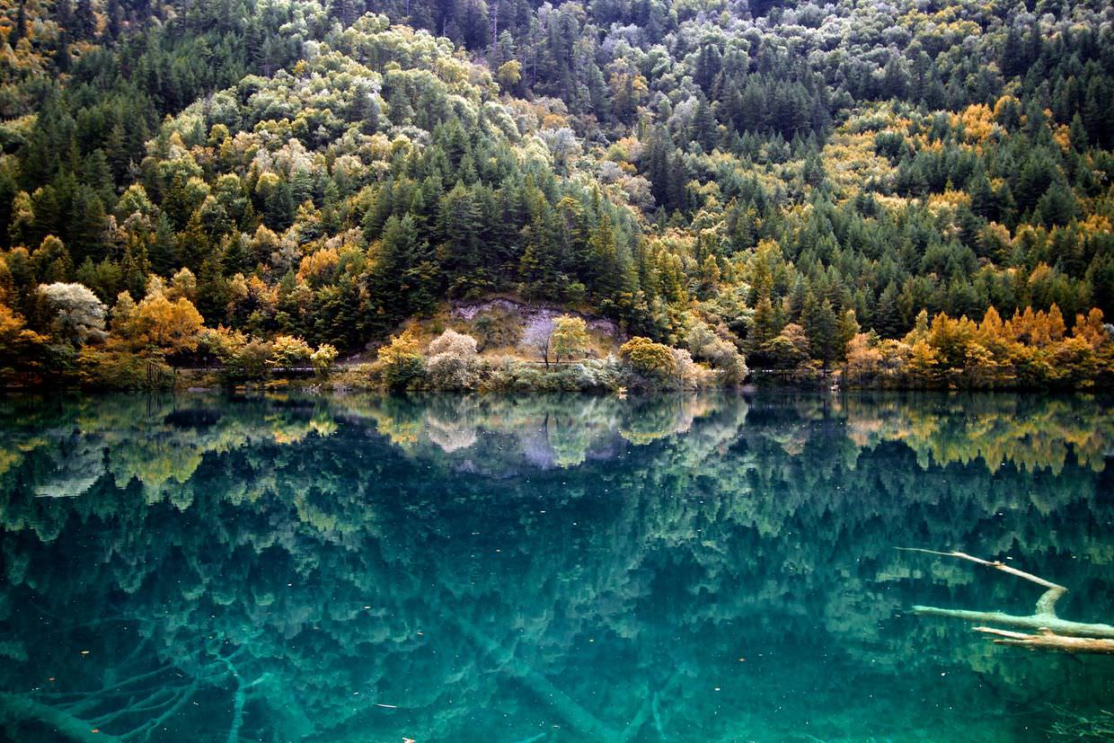 Mirror lake at Jiuzhaigou