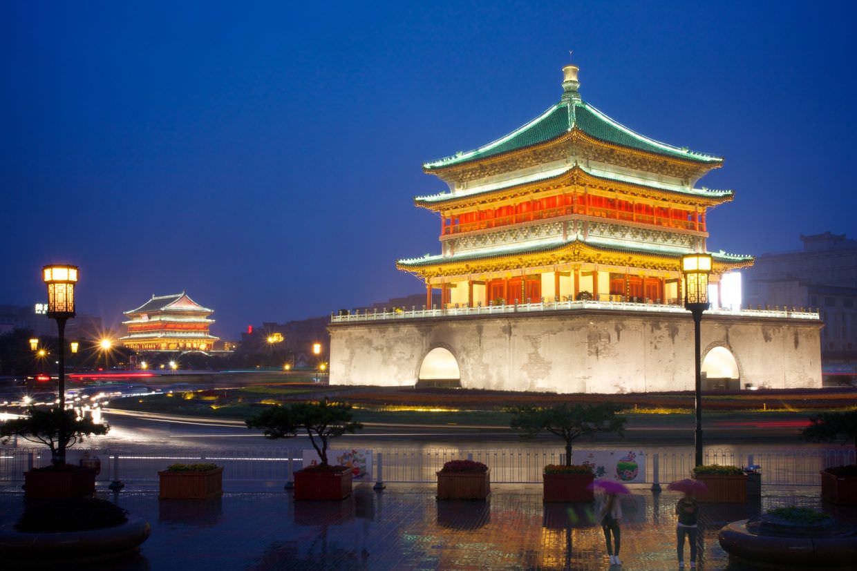 Xi’an drum and bell towers at night