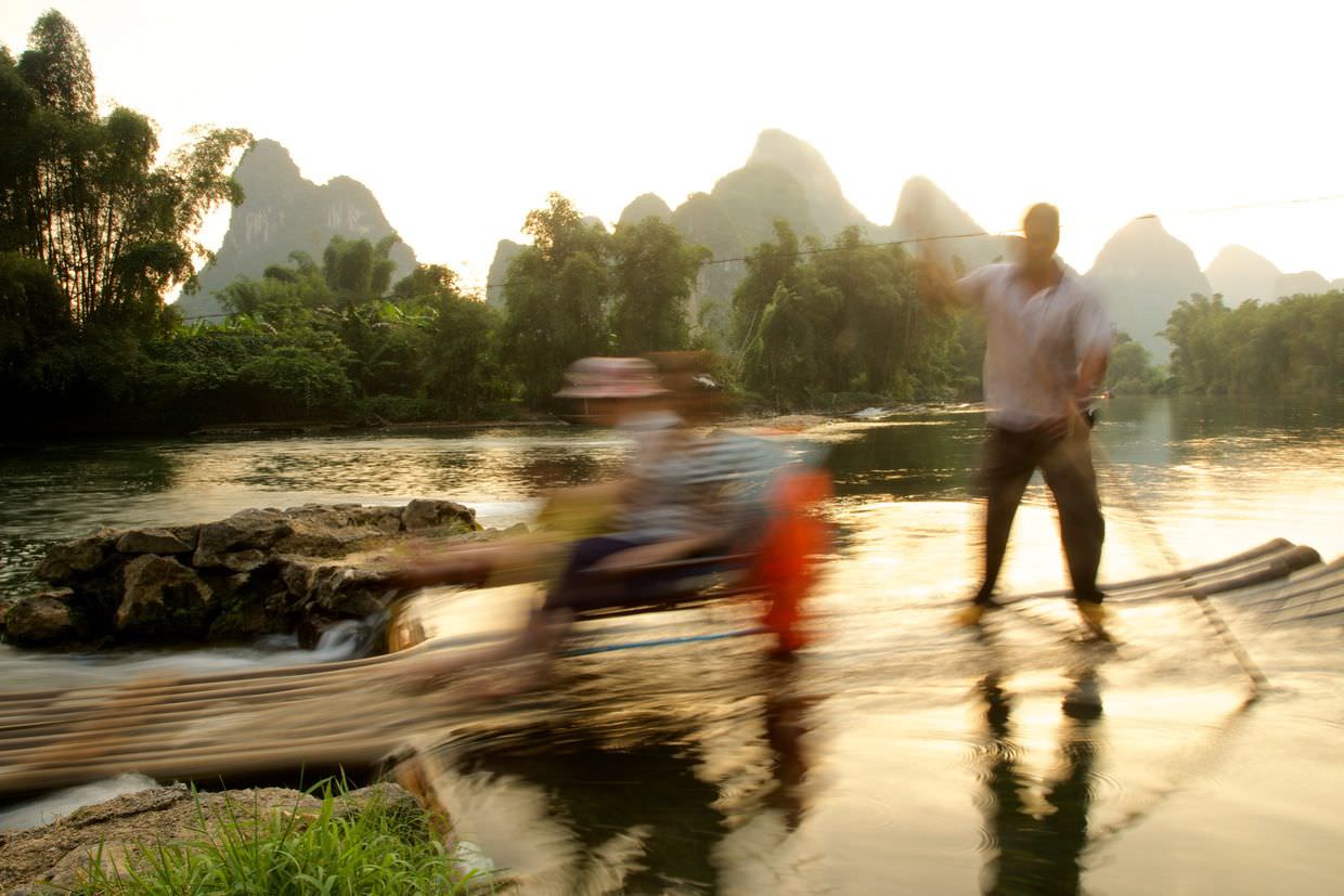 Last bamboo raft of the evening