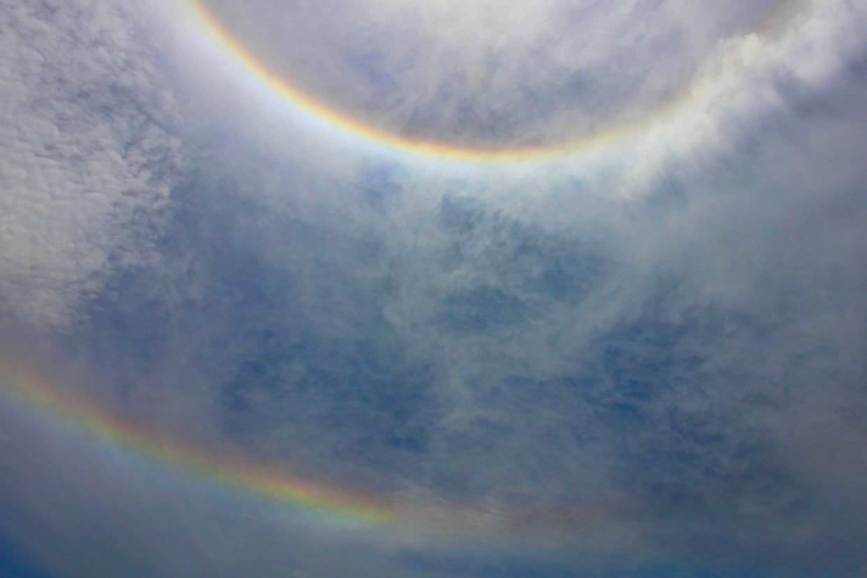 Double halo rainbow around the sun