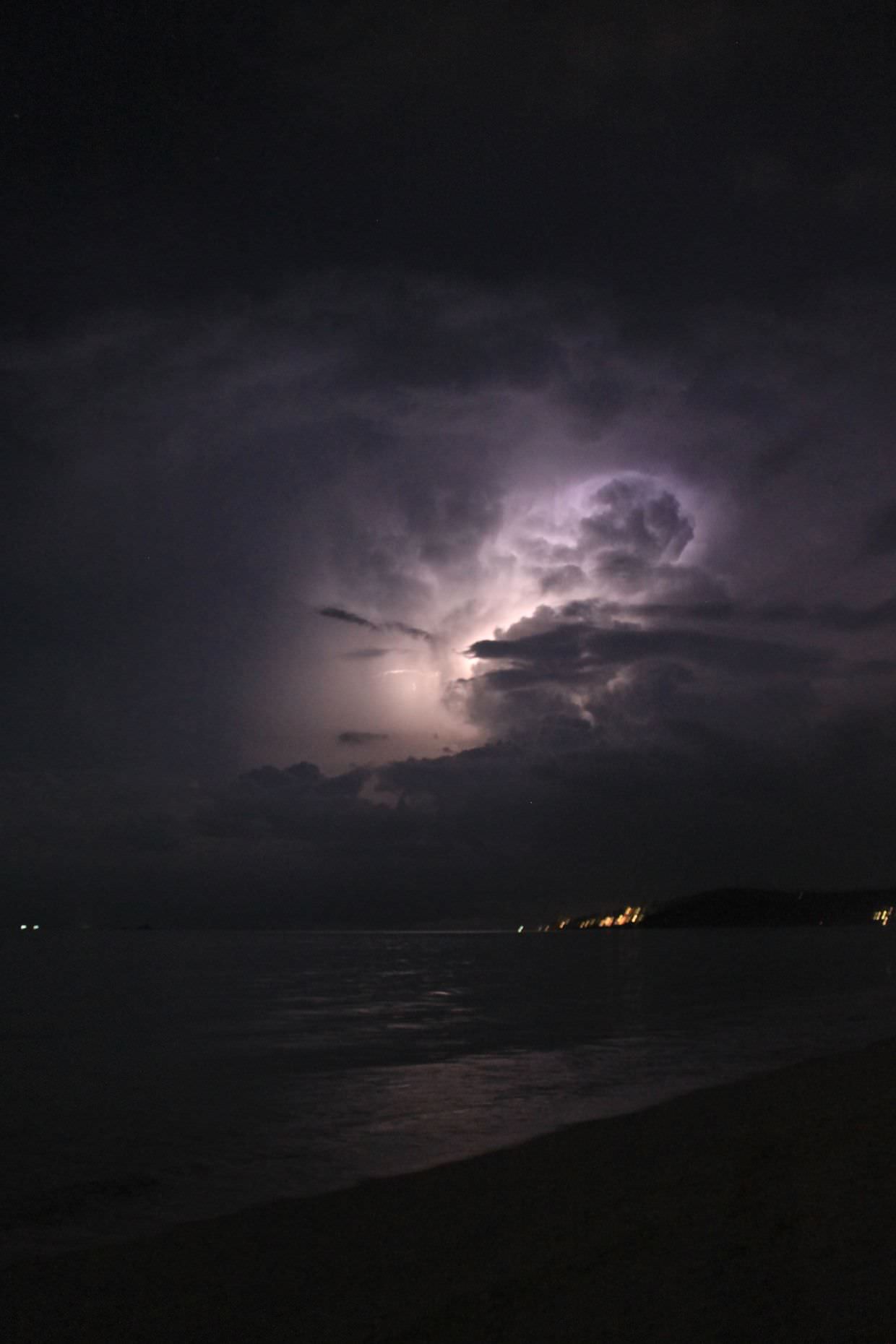 Lightning storm off the coast