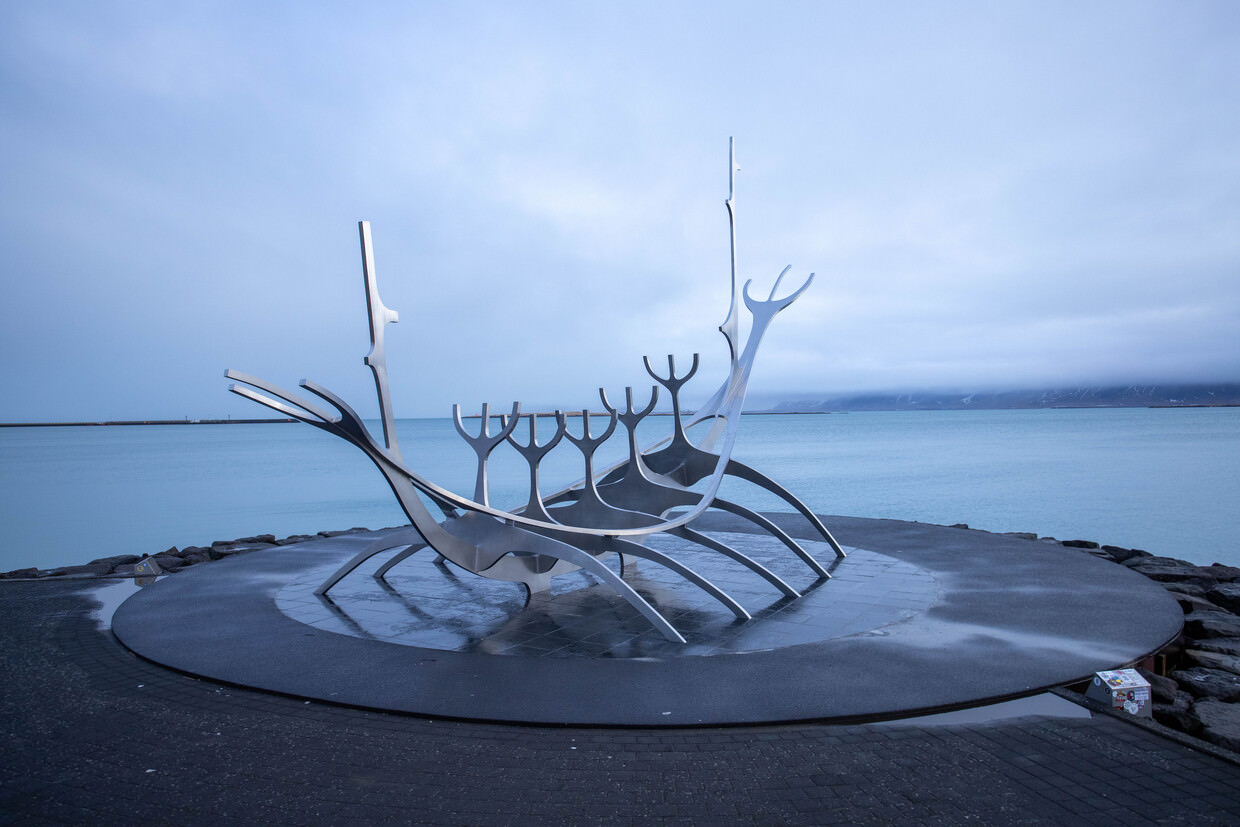 Sun Voyager statue in Reykjavík, by Jón Gunnar Árnason