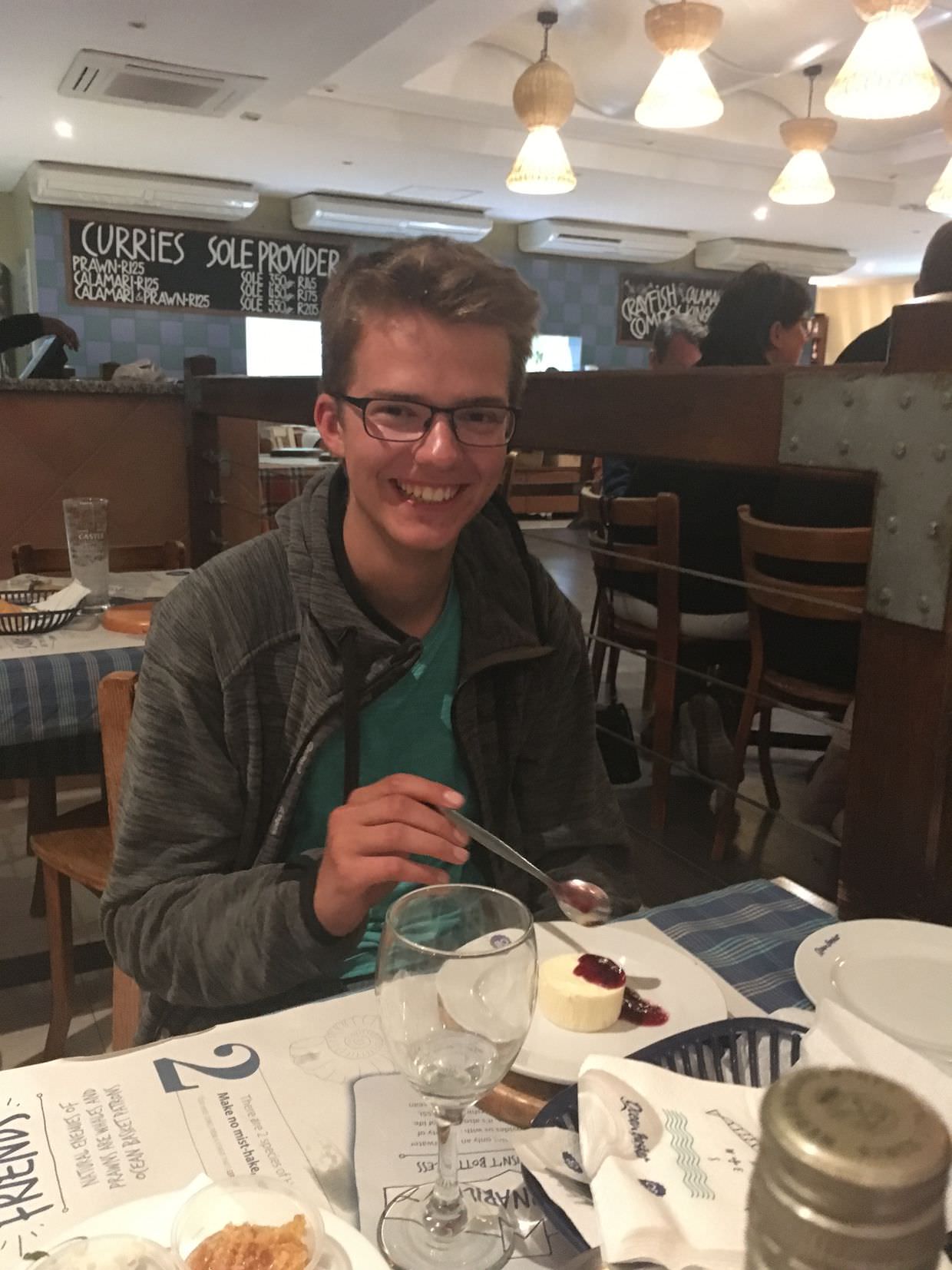 Jannes with his dessert, he’s so happy!