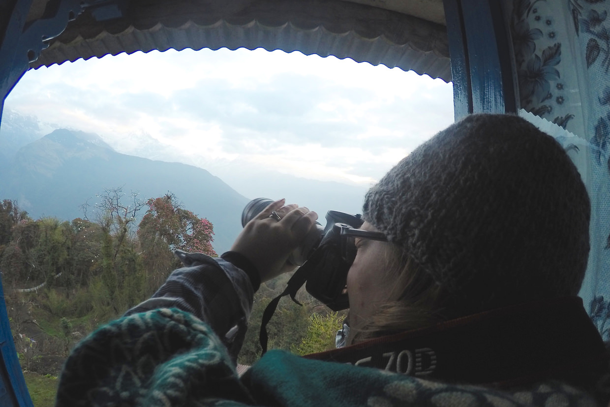 Photographing mountains from our beds