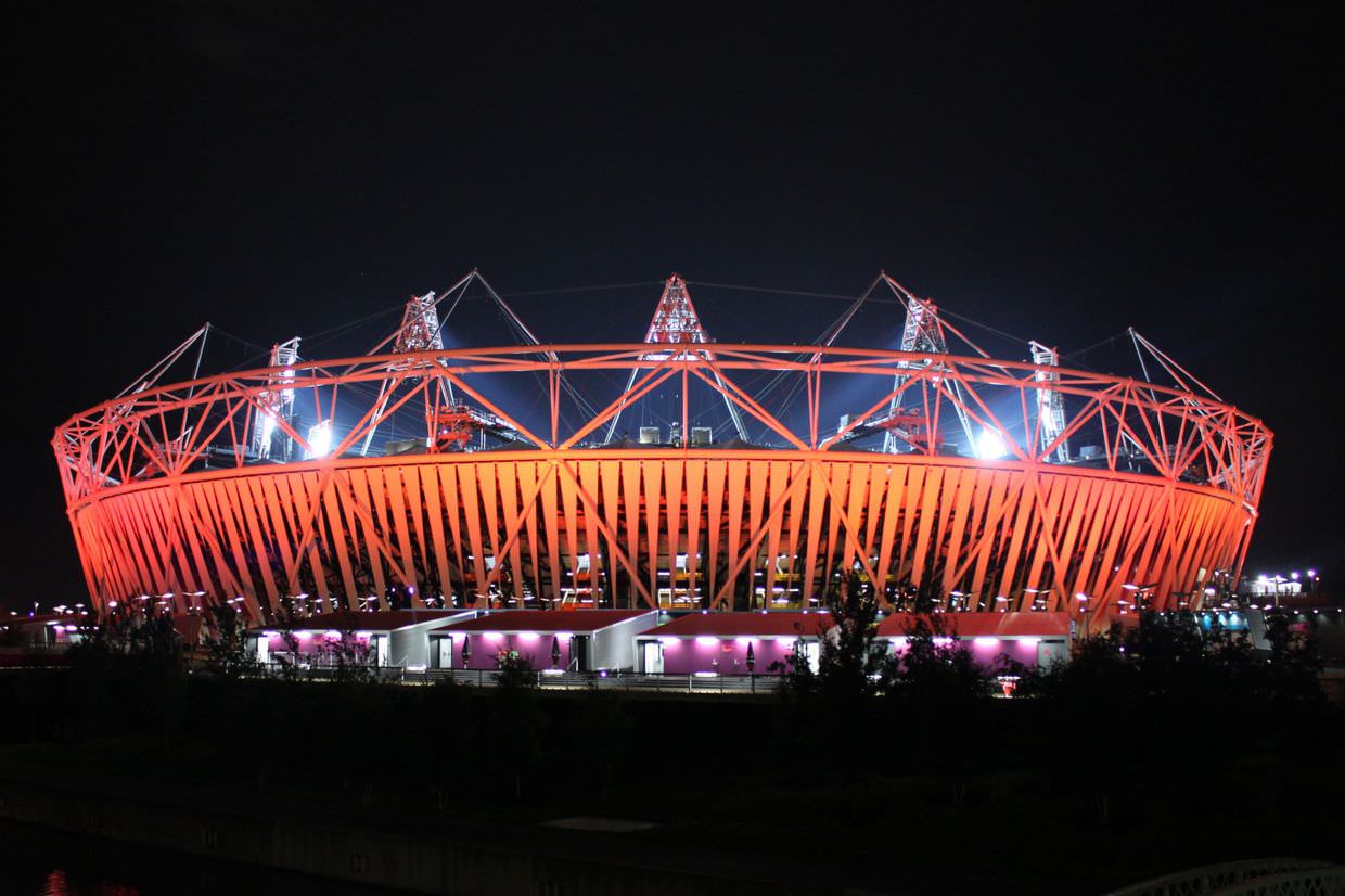 Olympic stadium at night