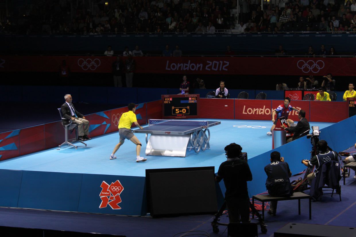 Table tennis action shot