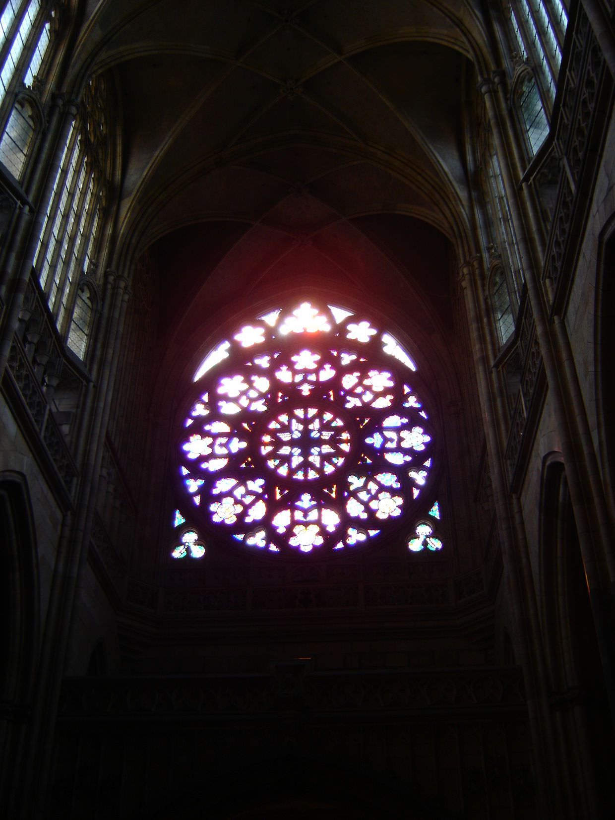 Stained glass window in Prague Cathedral