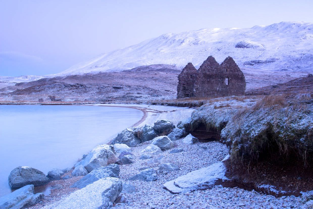 Calda House looking cold and remote before dawn