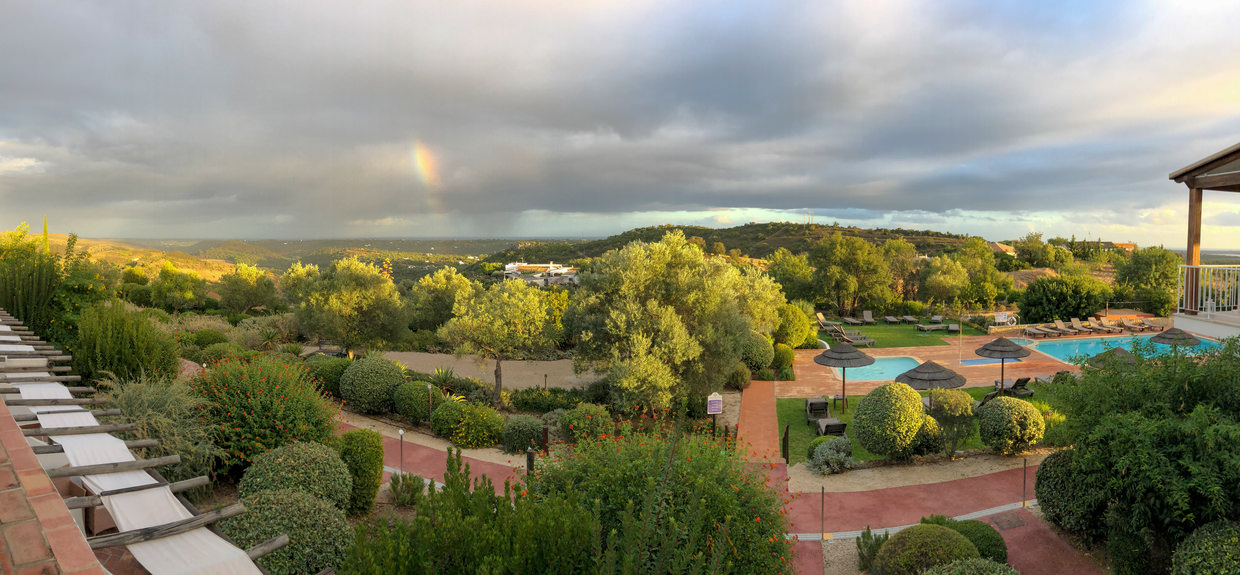 Panorama and rainbow – the view from our room