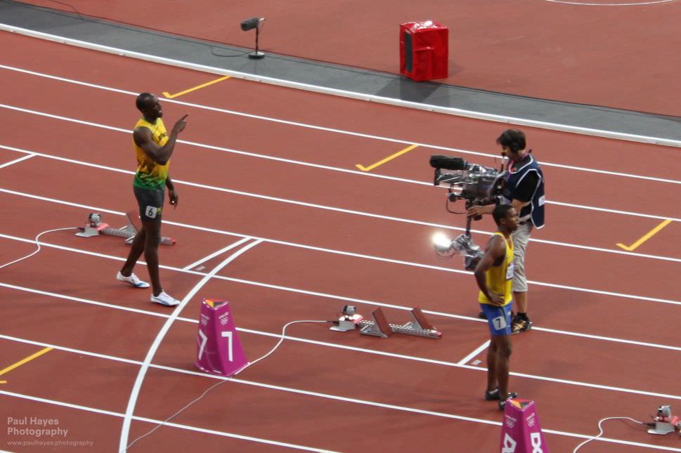 Bolt being introduced to the stadium