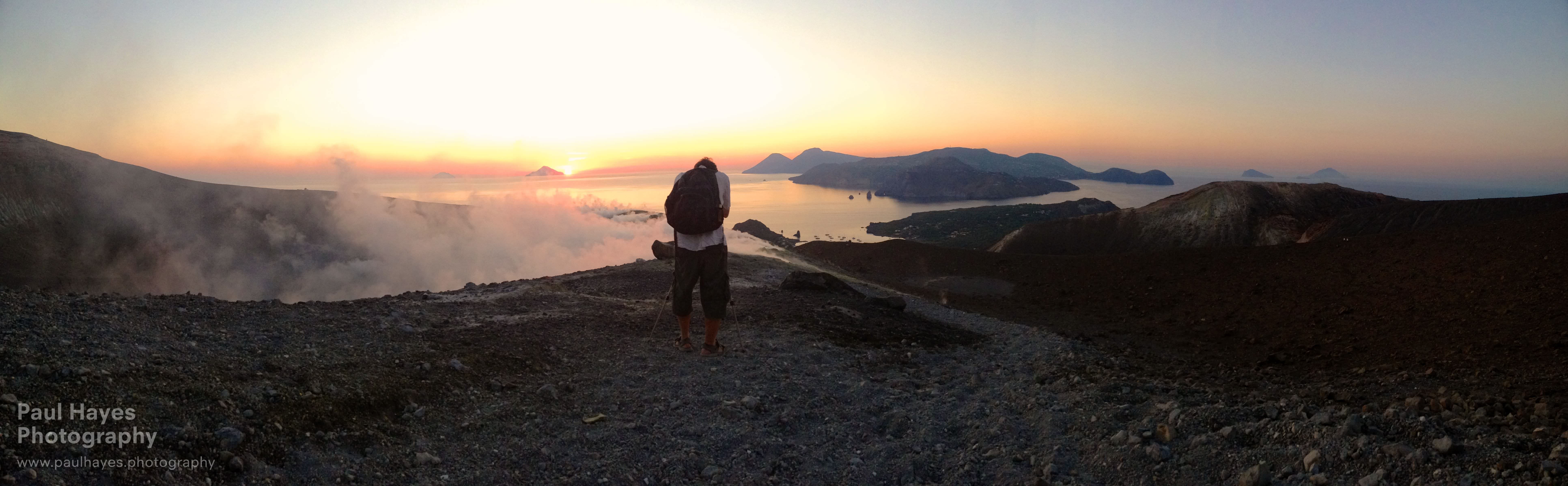 Paul photographing the islands, crater and sunset